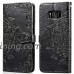 Leather Wallet Case for Samsung Galaxy S8 Plus [Stand Function] Ostop Embossed Mandala Flower PU Protective Shell Magnetic Flip Folio Cover with Card Slots Cash Pocket Wristlet-Black - B07GRKPY1C
